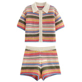 aesthetic striped crochet top and shorts co-ord set boogzel clothing