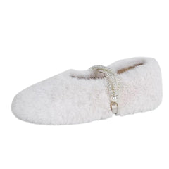 aesthetic faux fur mary jane flats boogzel clothing
