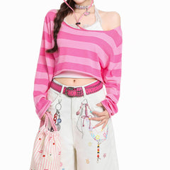 aesthetic striped long sleeve top boogzel clothing