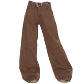 brown aesthetic wide leg pants boogzel clothing