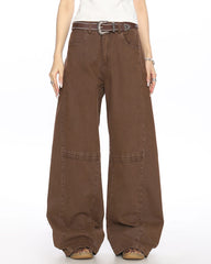 aesthetic brown wide leg jeans boogzel clothing