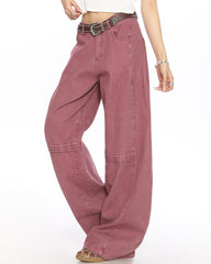 aesthetic pink wide leg jeans boogzel clothing