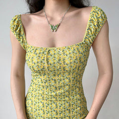 amalfi lemon ruched mini dress boogzel clothing