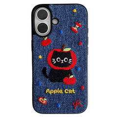 apple cat embroidery iphone case boogzel clothing