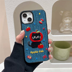 apple cat embroidery iphone case boogzel clothing