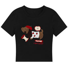 apple dog fuzzy graphic t-shirt boogzel clothing