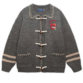 apple embroidery grey cardigan boogzel clothing