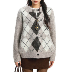 argyle button up cardigan boogzel clothing