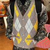 argyle button up grandpa knit vest boogzel clothing
