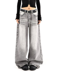 ash grey faded wide leg jeans boogzel clothing