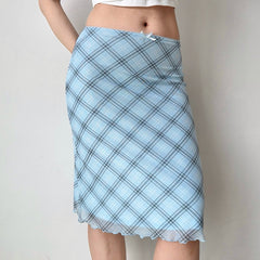 baby blue plaid midi skirt boogzel clothing