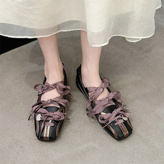 balletcore ribbon laced flats boogzel clothing
