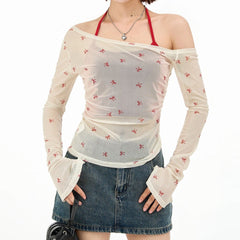 balletcore aesthetic bow mesh top boogzel clothing