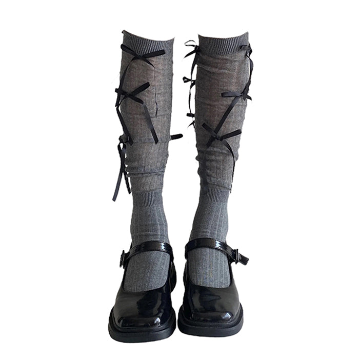 balletcore bow high socks boogzel clothing
