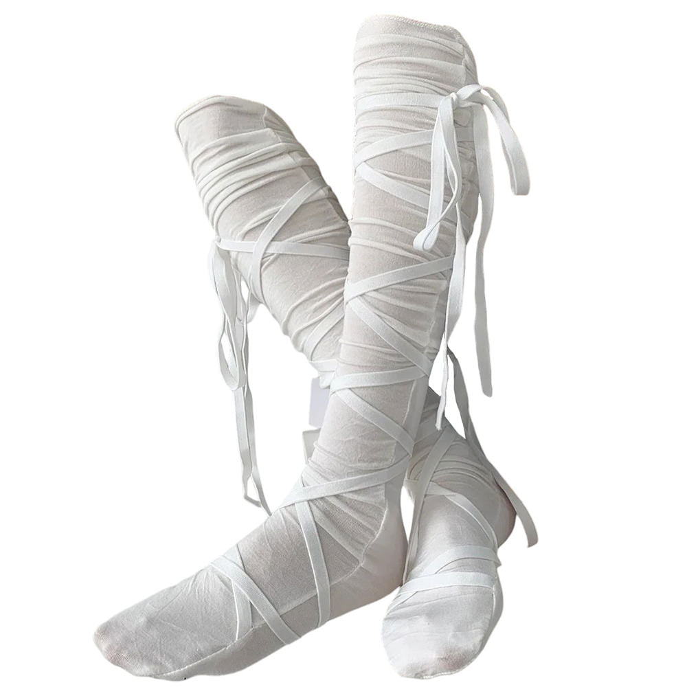 balletcore tie up knee high socks boogzel clothing