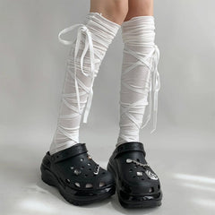 balletcore tie up knee high socks boogzel clothing