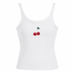 beaded-cherry-ribbed-tank-top-white-sleeveless-fitted-cami-red-cherries-green-leaf-beaded-embellishment-rib-knit-summer-top-cute-fruit-aesthetic-boogzel-clothing-product-photo