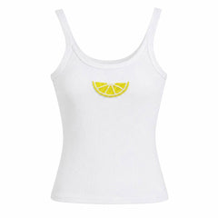 beaded-lemon-ribbed-tank-top-white-sleeveless-fitted-cami-yellow-lemon-slice-beaded-embellishment-rib-knit-summer-top-cute-fruit-aesthetic-boogzel-clothing-product-photo