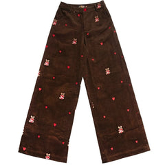 bear embroidery cord pants boogzel clothing