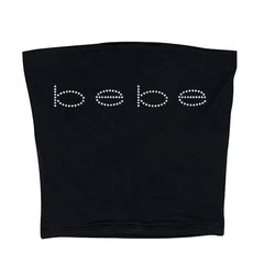 bebe rhinestone black tube top boogzel clothing