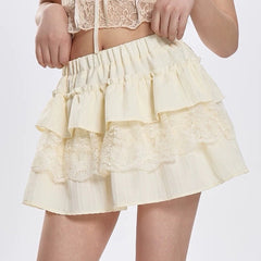 beige layered mini skirt boogzel clothing
