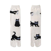 Black Cat Split Toe Tabi Socks - Aesthetic Socks - Split Toe Socks - Boogzel Clothing