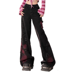 black and red butterfly jeans boogzel clothing