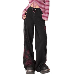 black and red butterfly jeans boogzel clothing