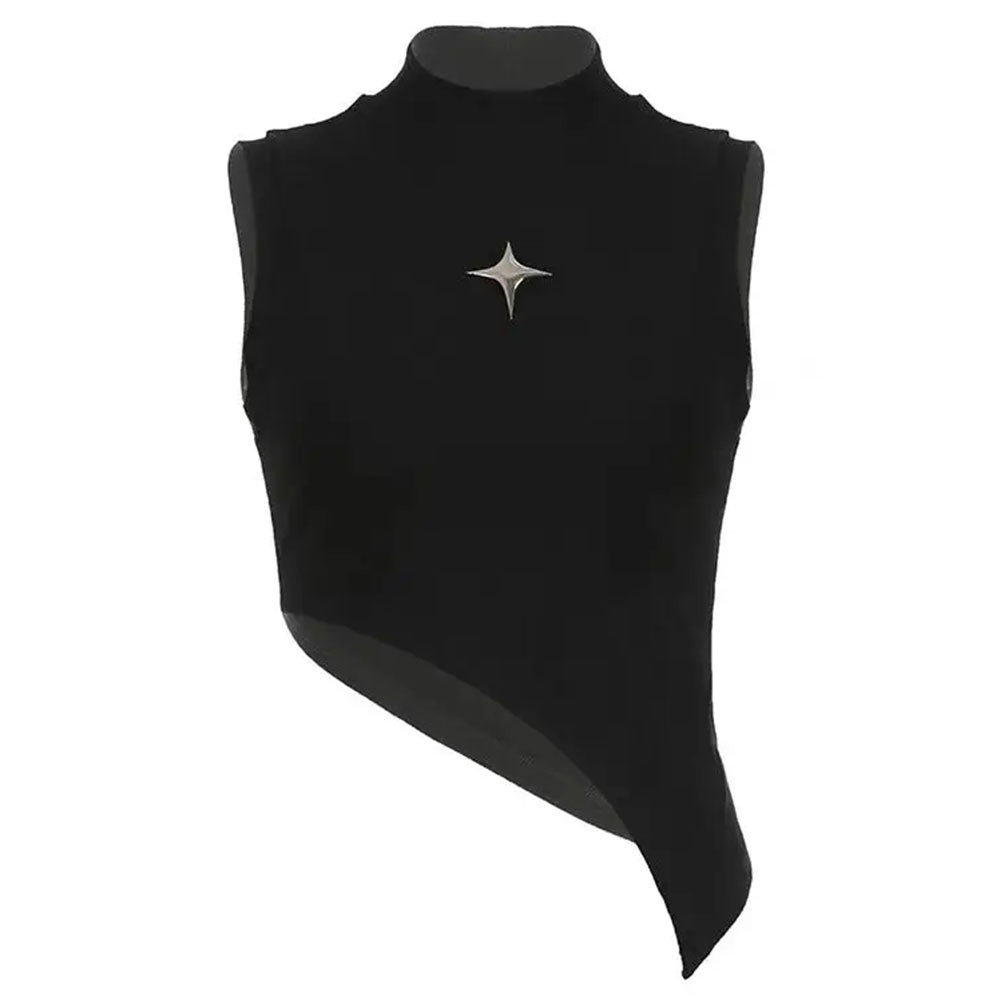 black asymmetric crop top boogzel clothing