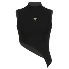 black asymmetric crop top boogzel clothing