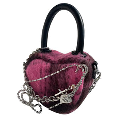 black pink heart shaped bag boogzel clothing