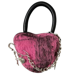 black pink heart shaped bag boogzel clothing