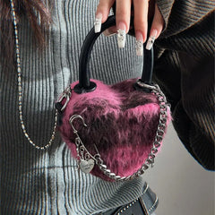 black pink heart shaped bag boogzel clothing