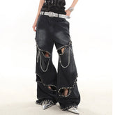 black ripped jeans with chain boogzel clothing