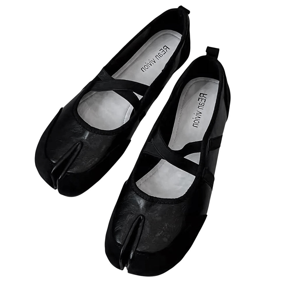 blokette cross strap ballet flats boogzel clothing
