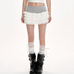 blokette ruffle lace mini skirt boogzel clothing