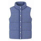 blue gingham puffer vest boogzel clothing