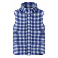 blue gingham puffer vest boogzel clothing