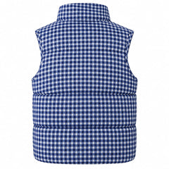 blue gingham puffer vest boogzel clothing