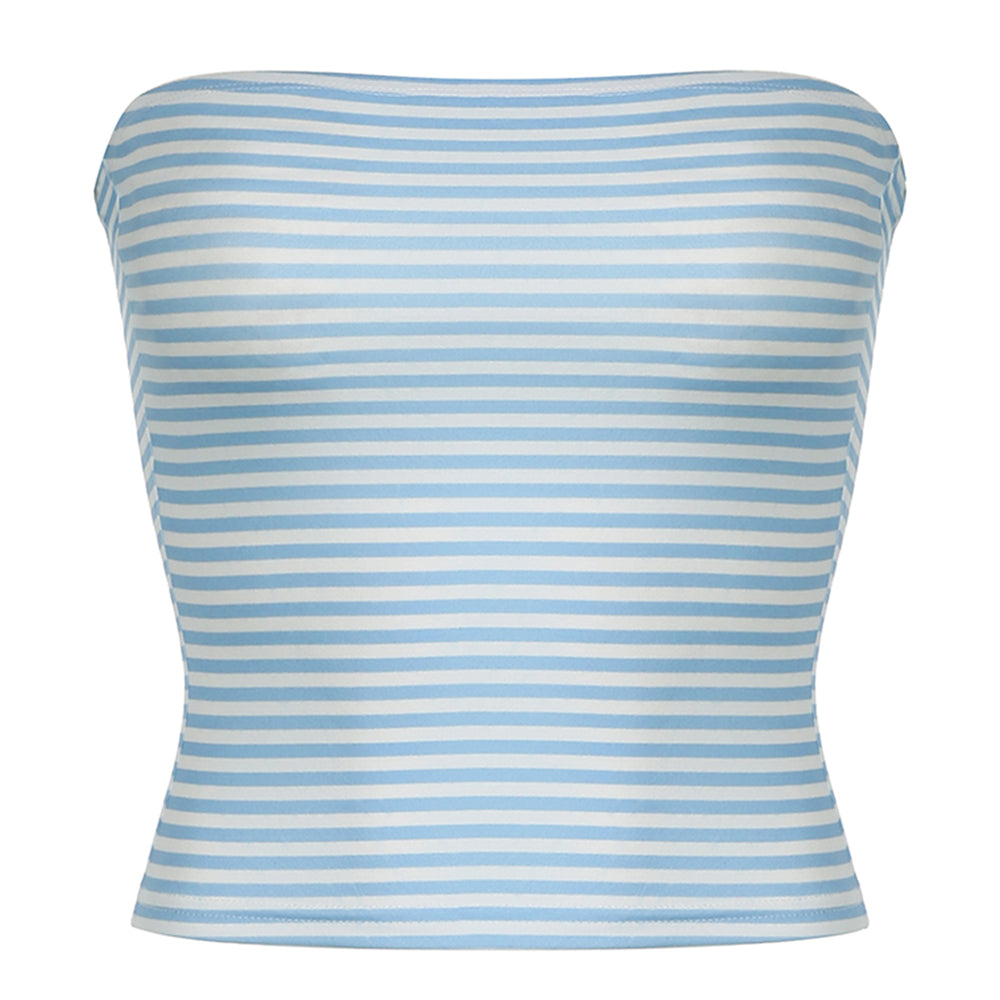 blue striped tube top boogzel clothing