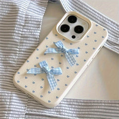 blue bows and heart dots iphone case boogzel clothing