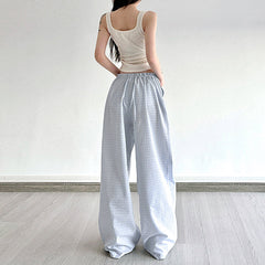 blue gingham wide leg pants boogzel clothing