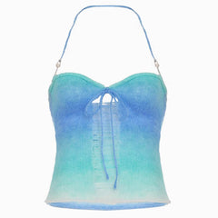 blue gradient knit halter top boogzel clothing