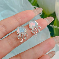 blue jellyfish earrings boogzel clothing
