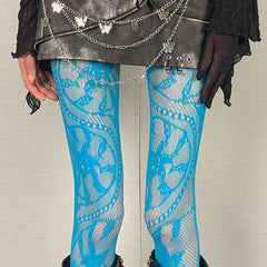 blue lace pattern tights boogzel clothing