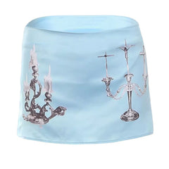 blue satin mini skirt boogzel clothing