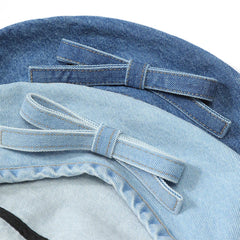 bow denim beret hat boogzel clothing