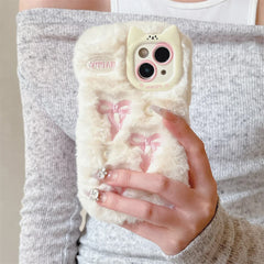 bow embroidery fluffy iphone case boogzel clothing
