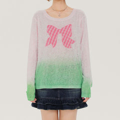 bowknot gradient knit pullover boogzel clothing