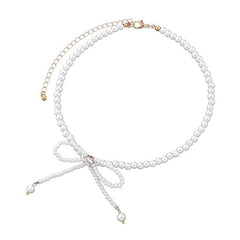bow pearl choker necklace boogzel clothing